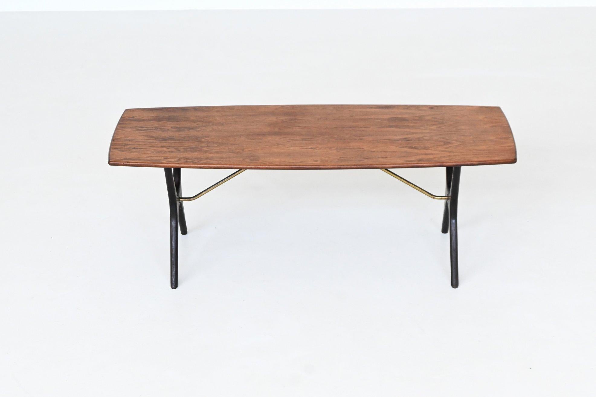 Karl Ekselius sculptural coffee table rosewood J.O.C. Sweden 1960 For Sale 1