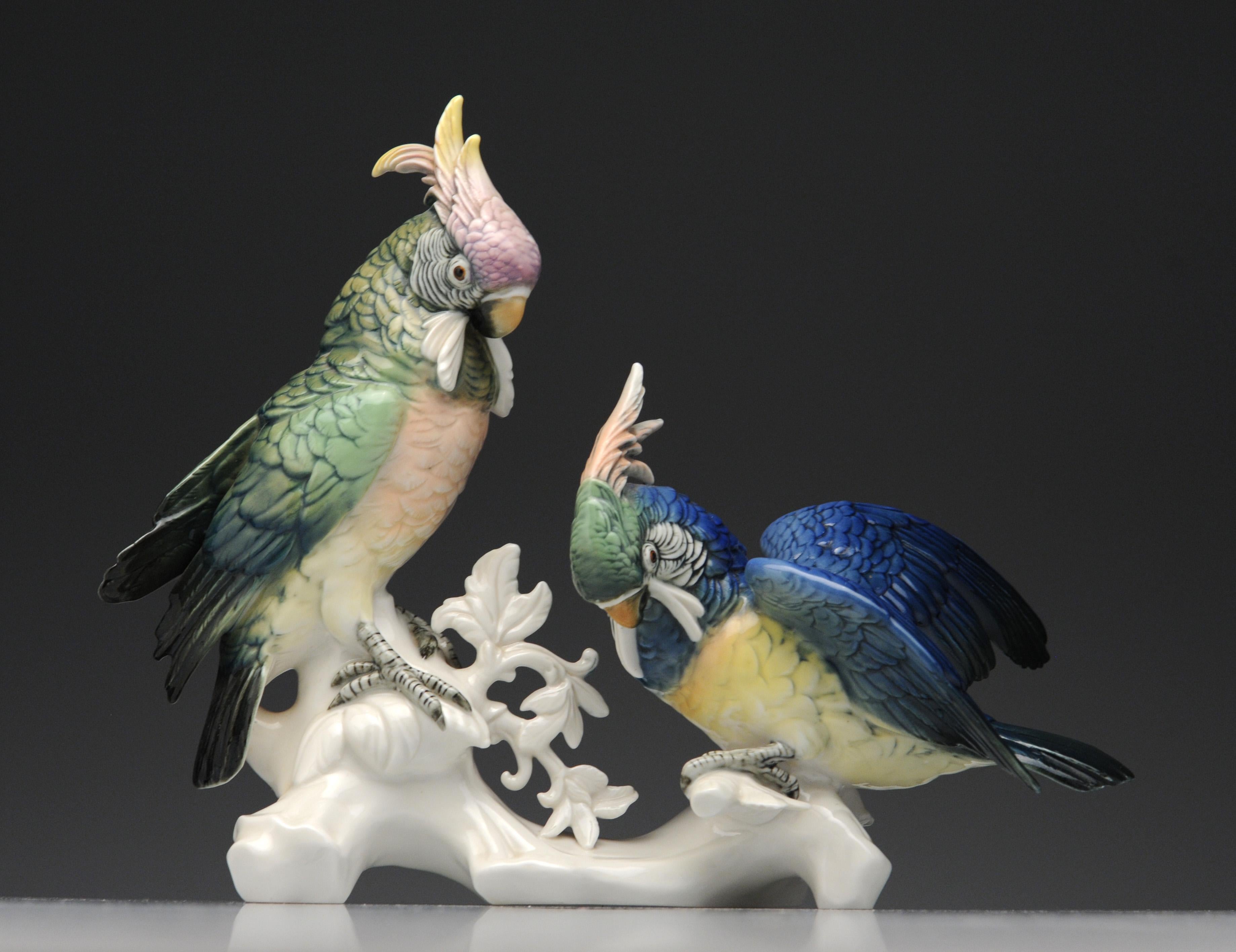 Excellent hand painted Karl Ens figurine with pair of cockatoo's. Figurine dates to the 1940s and is in excellent condition.