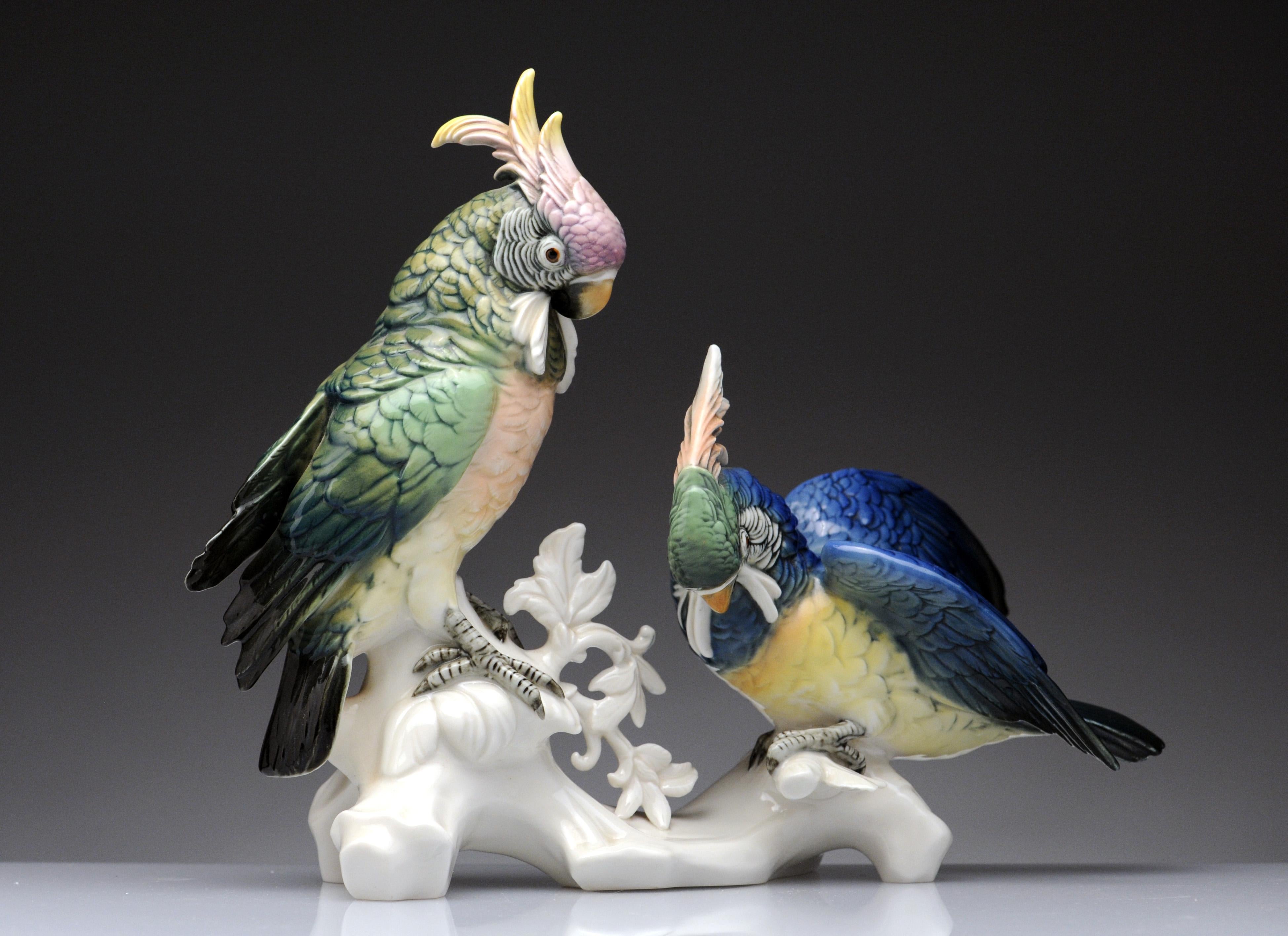 Figurine d'oiseau cacatoès perroquet en porcelaine allemande Karl Ens 2