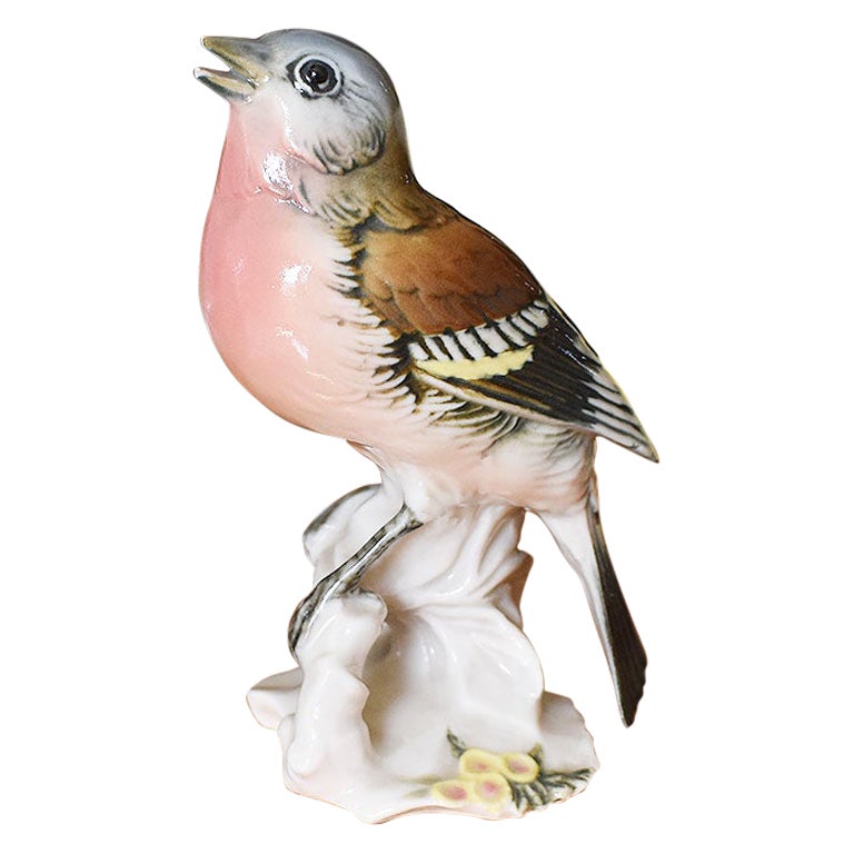 Karl Ens Porzellan-Keramikvogel in Rosa, Blau und Braun – Deutschland