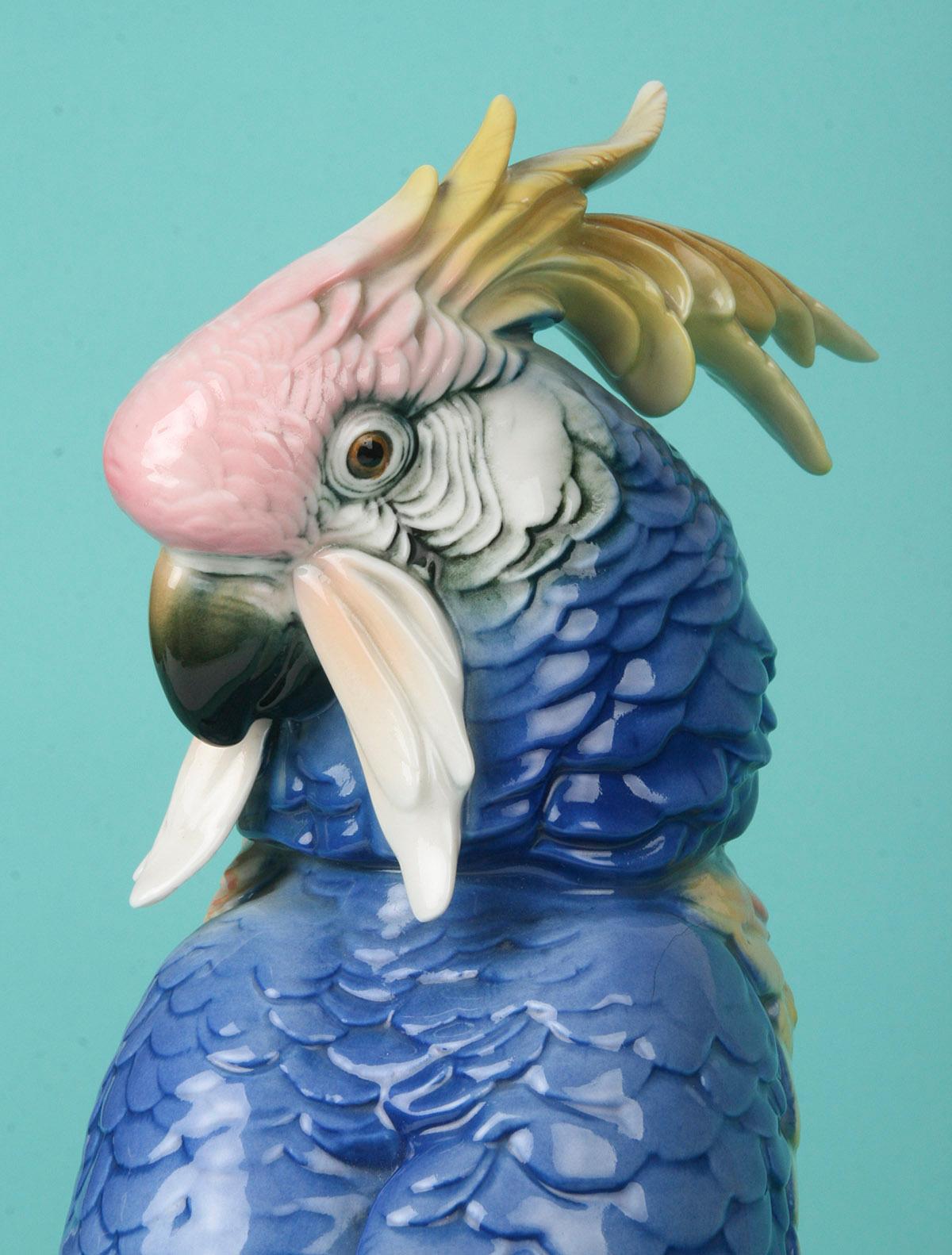 Early 20th Century Karl Ens Porcelain Statue of a Parrot, Early 19th Century