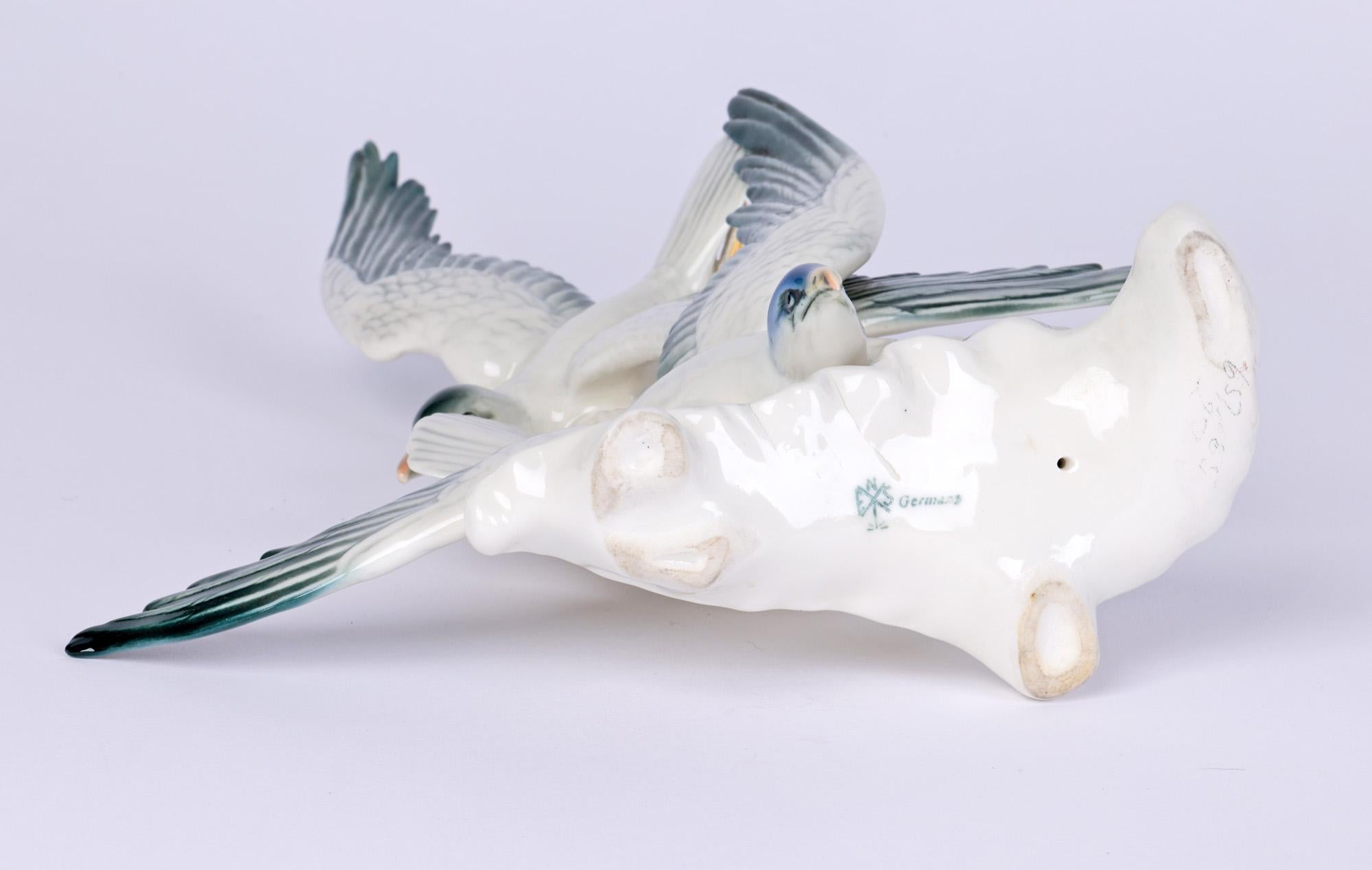 Karl Ens Volkstedt Swooping Seagulls Porcelain Figure Group 1