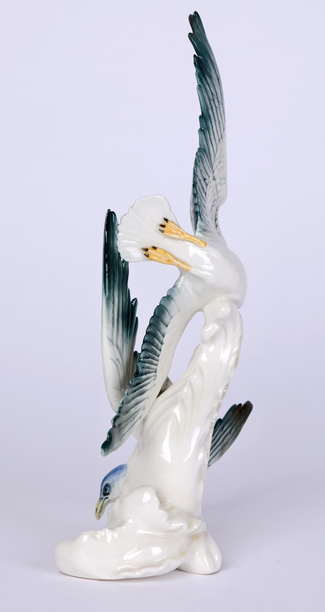 Karl Ens Volkstedt Swooping Seagulls Porcelain Figure Group 3
