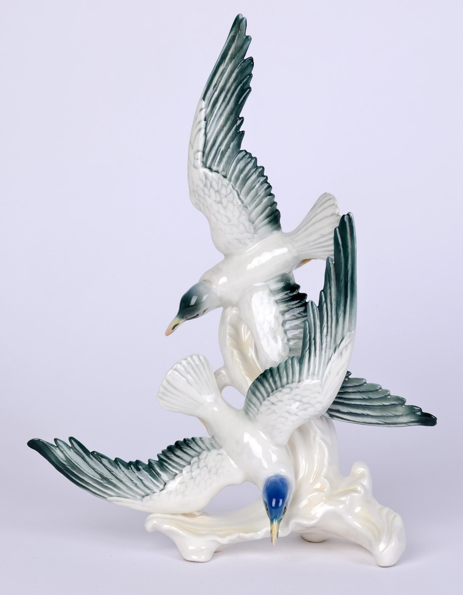 Karl Ens Volkstedt Swooping Seagulls Porcelain Figure Group In Good Condition In Bishop's Stortford, Hertfordshire