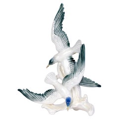 Karl Ens Volkstedt Swooping Seagulls Porcelain Figure Group