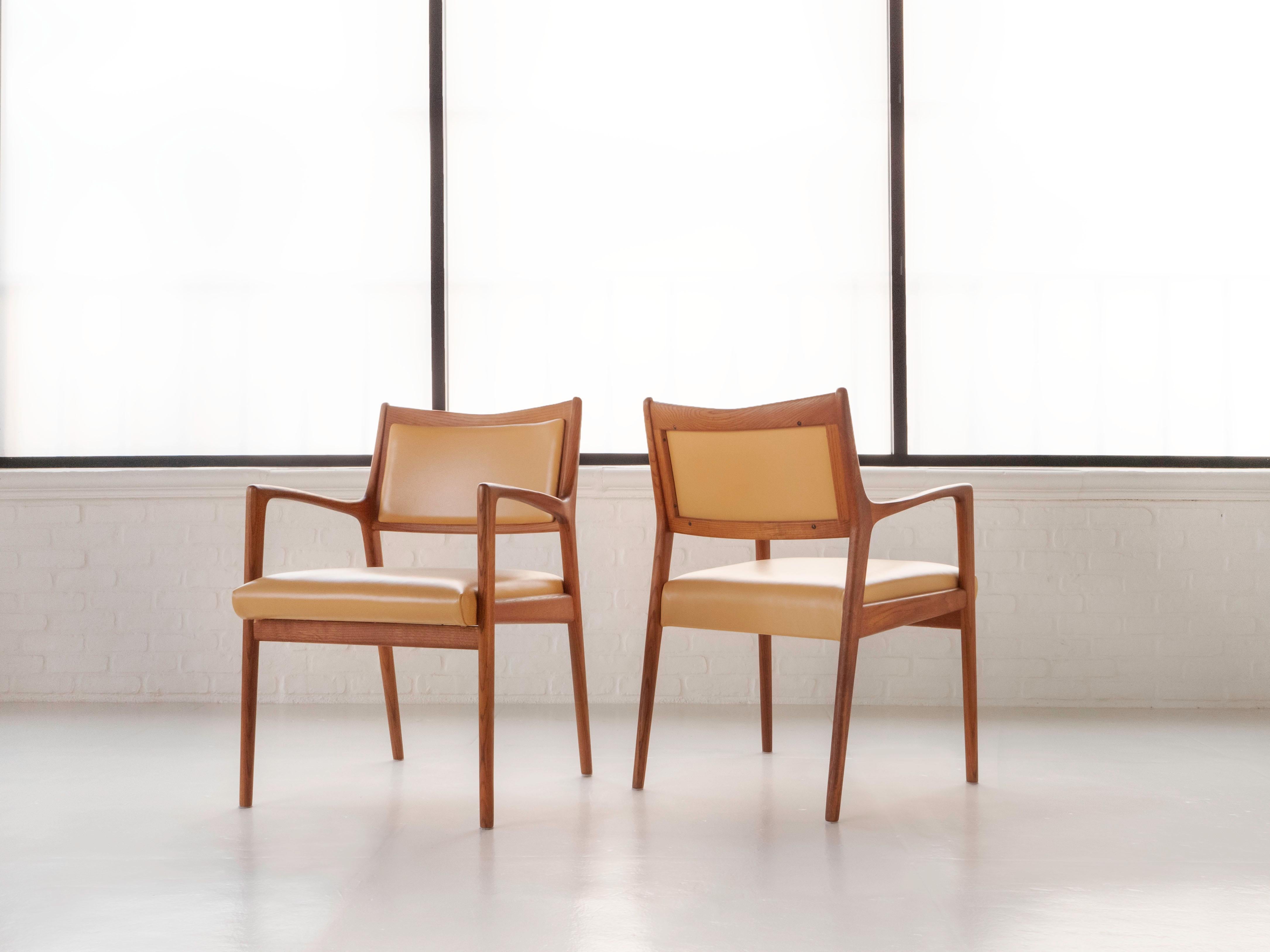 Mid-20th Century Karl-Erik Ekselius Leather & Oak Swedish Dining Chairs for JO Carlsson, 1960's