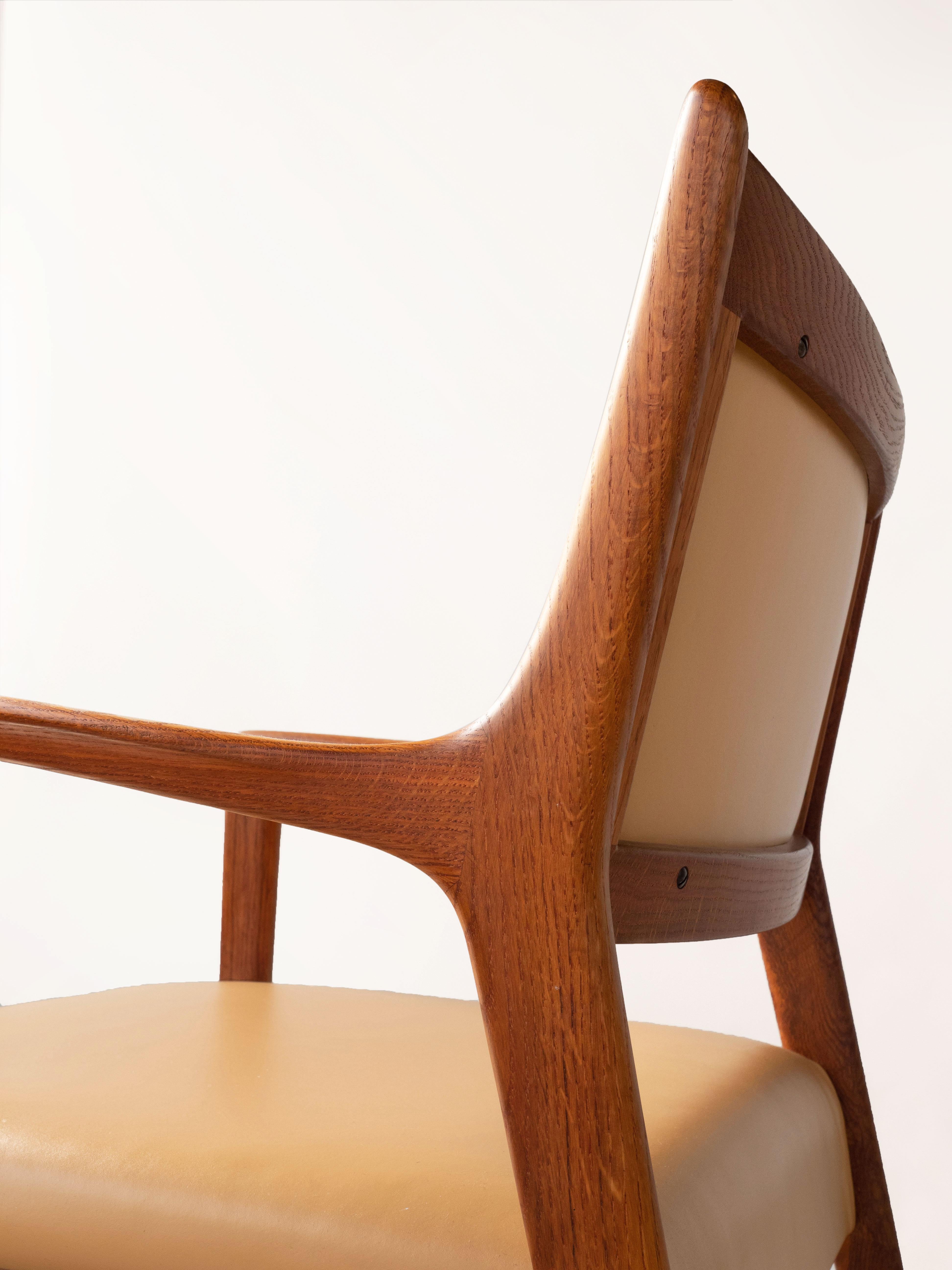 Karl-Erik Ekselius Leather & Oak Swedish Dining Chairs for JO Carlsson, 1960's 1