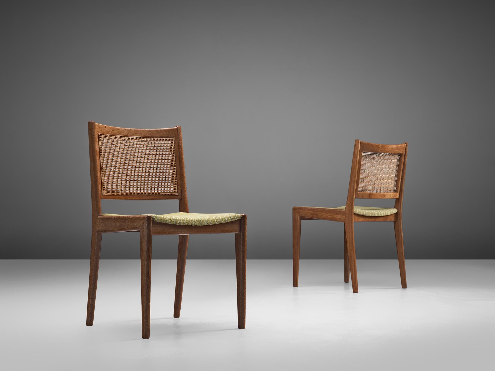Danish Karl-Erik Ekselius Set of Six Dining Chairs in Teak and Cane