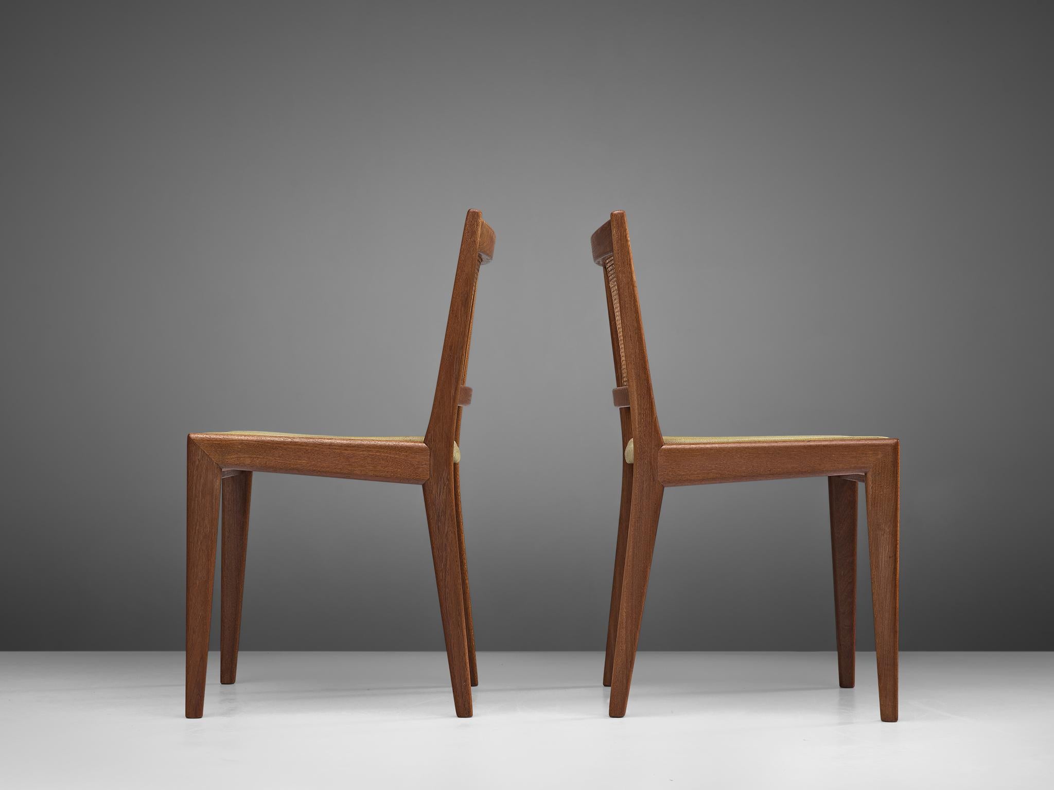 Karl-Erik Ekselius Set of Six Dining Chairs in Teak and Cane In Good Condition In Waalwijk, NL