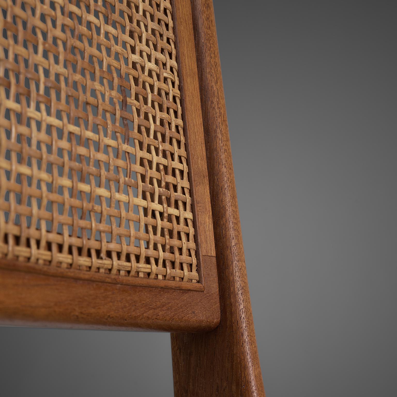 Mid-20th Century Karl-Erik Ekselius Set of Six Dining Chairs in Teak and Cane