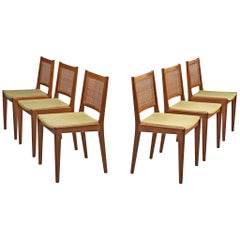 Karl-Erik Ekselius Set of Six Dining Chairs in Teak and Cane