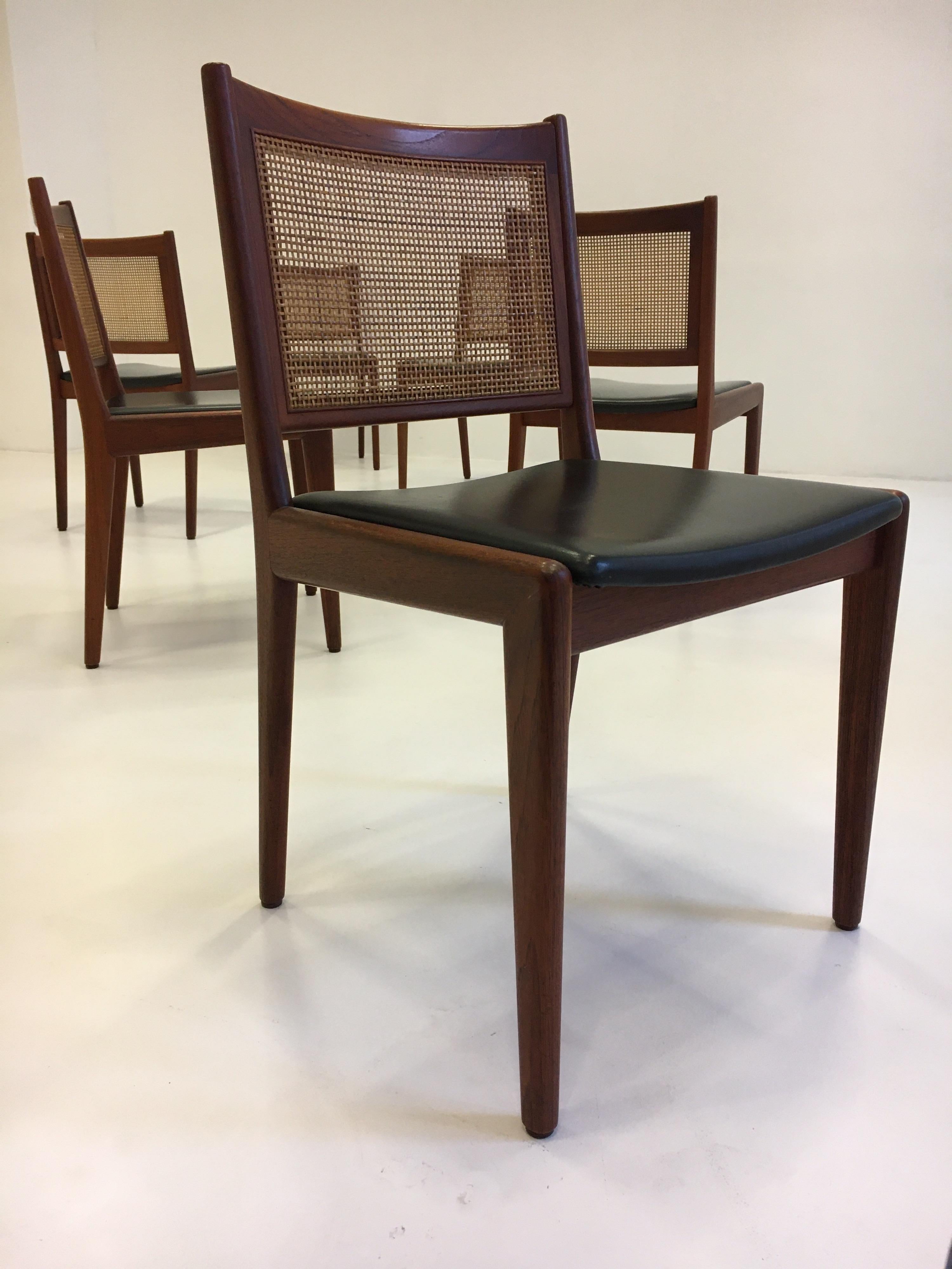 Karl-Erik Ekselius Set of Six Dining Chairs in Teak and Cane, Sweden, 1950s 6