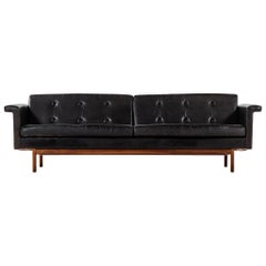 Karl-Erik Ekselius sofa in black leather by JOC in Sweden