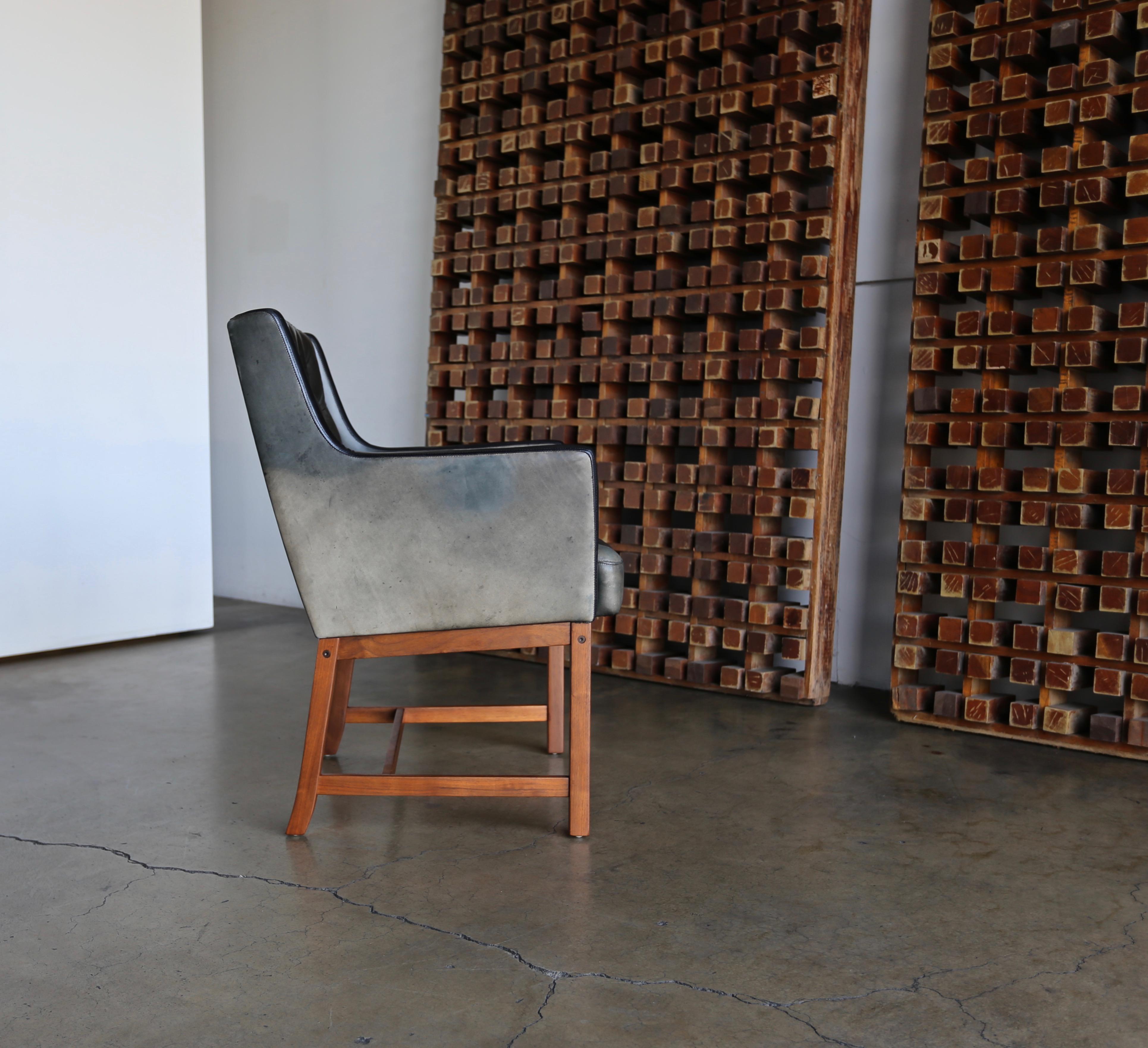 Karl Erik Ekselius Tufted Leather Chairs for JOC, circa 1960 3