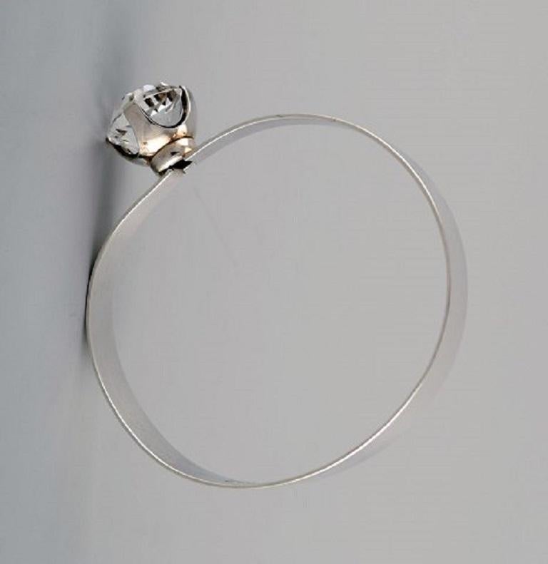 Karl Erik Palmberg, Sweden, Modernist Bracelet in Silver Adorned with Crystal In Good Condition In bronshoj, DK
