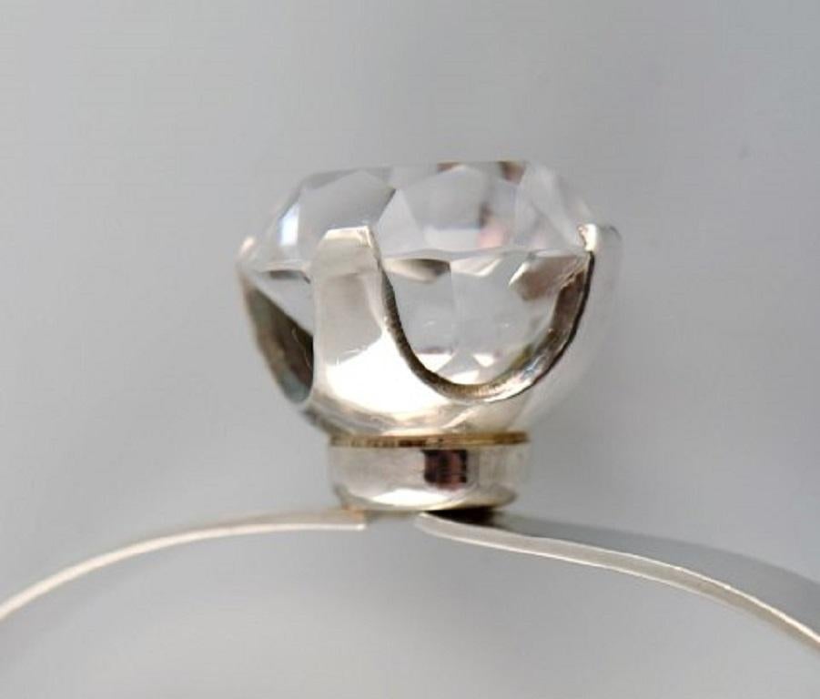 Karl Erik Palmberg, Sweden, Modernist Bracelet in Silver Adorned with Crystal 1