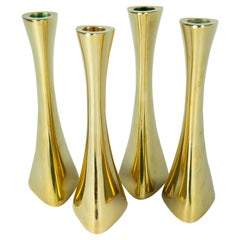 Karl-Erik Ytterberg, Set of Four Brass Candlesticks, Sweden, 1960s