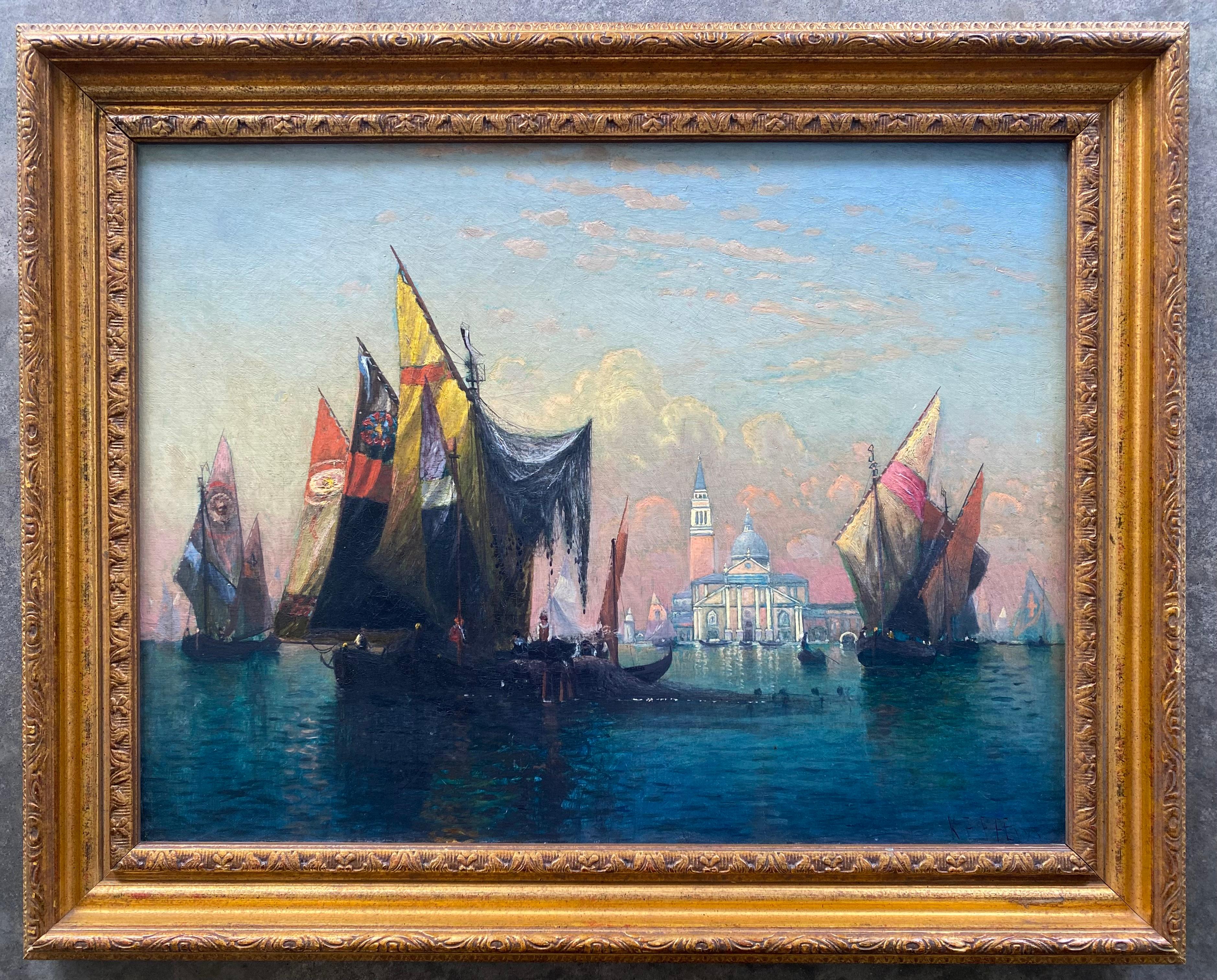 Venetian Fishing Boats - Other Art Style Painting by Karl Eugene Felix