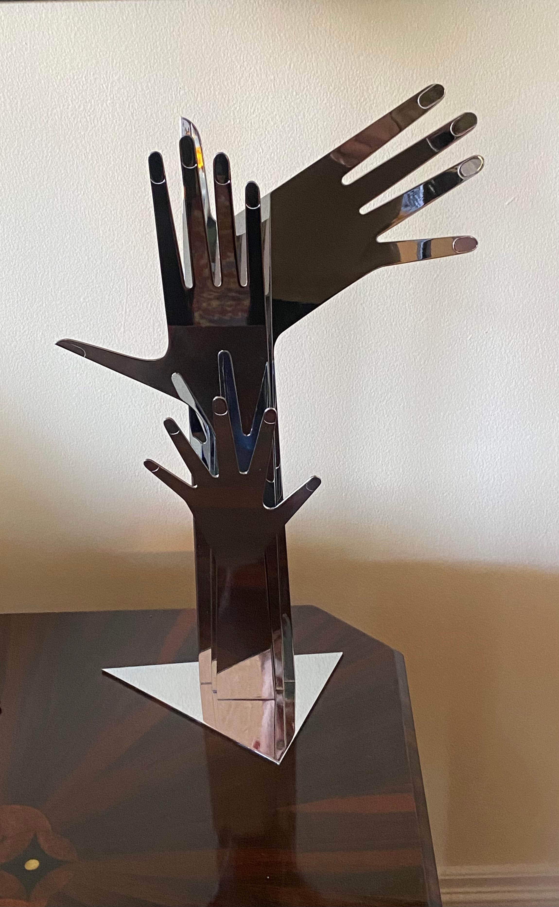 Three Hands - Gray Figurative Sculpture by Karl F. Schmidt