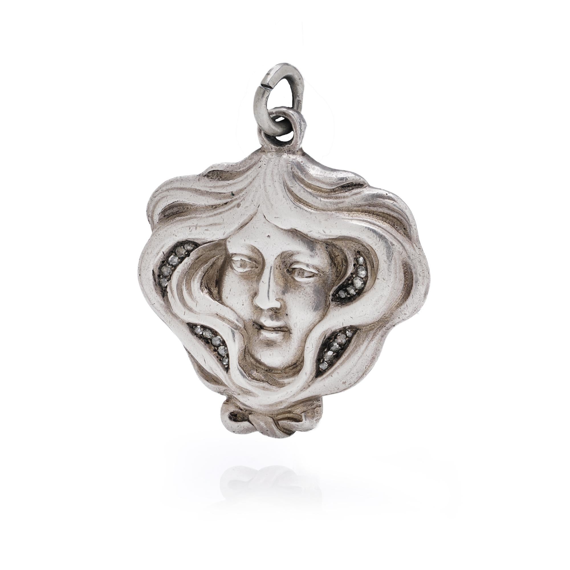 Colgante de diamantes de plata Karl Fabergé Art Nouveau 84 Zolotniki en Bueno estado para la venta en Braintree, GB