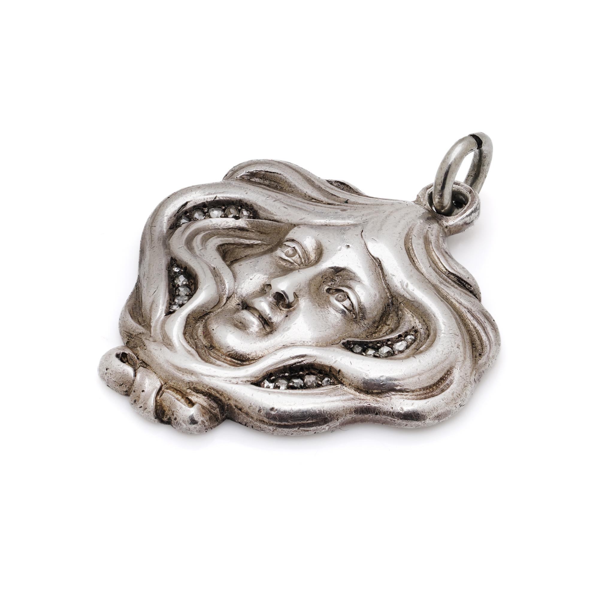 Colgante de diamantes de plata Karl Fabergé Art Nouveau 84 Zolotniki en venta 2
