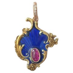 Antique Karl Fabergé Gold Enamel Ruby Pendant