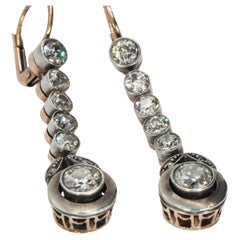 Karl Faberge Six Stone Bezel-Set Diamond Drop Earrings