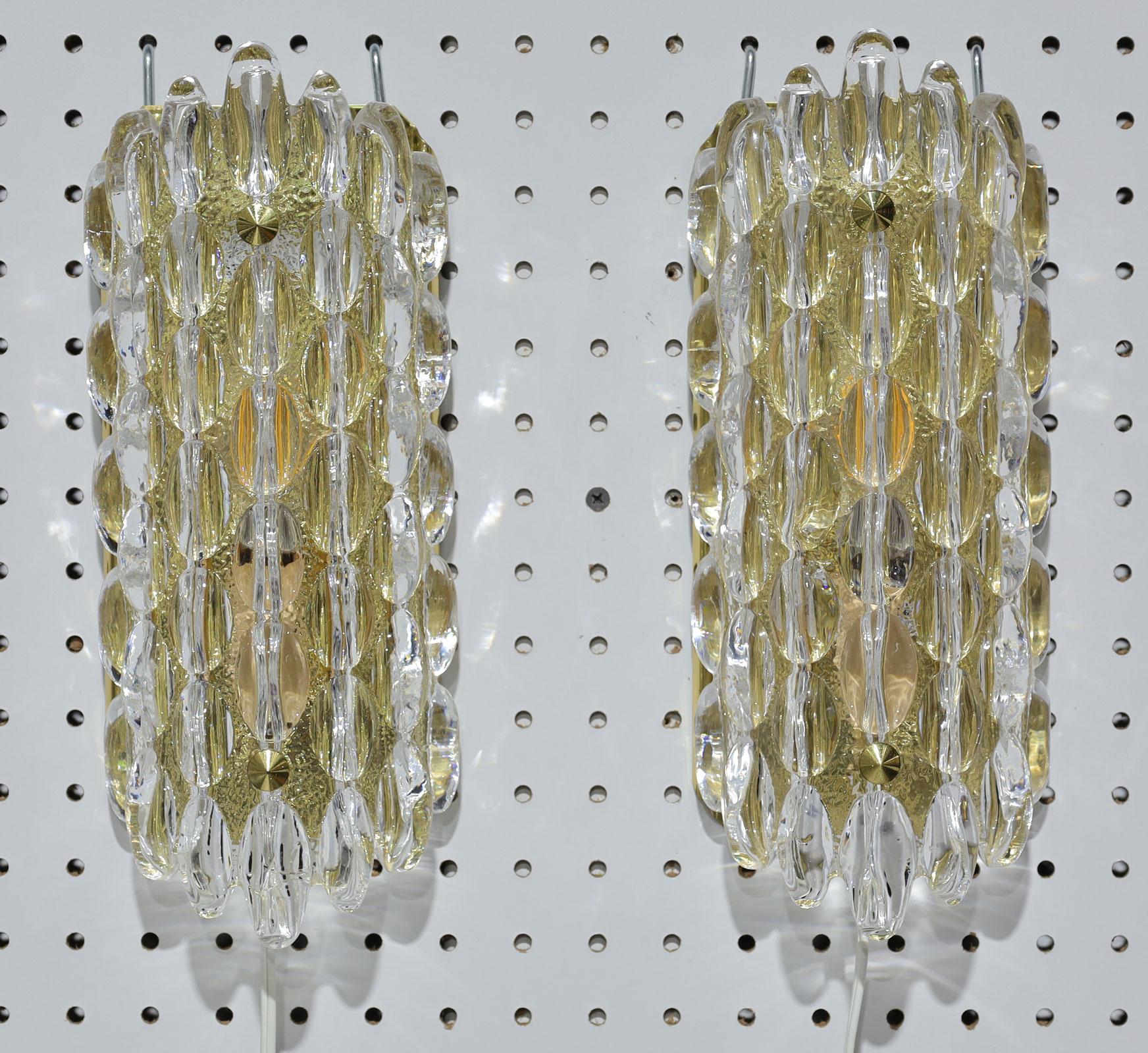 Karl Fagerland for Orrefors Bubble Crystal Wall Sconces In Good Condition For Sale In Dallas, TX