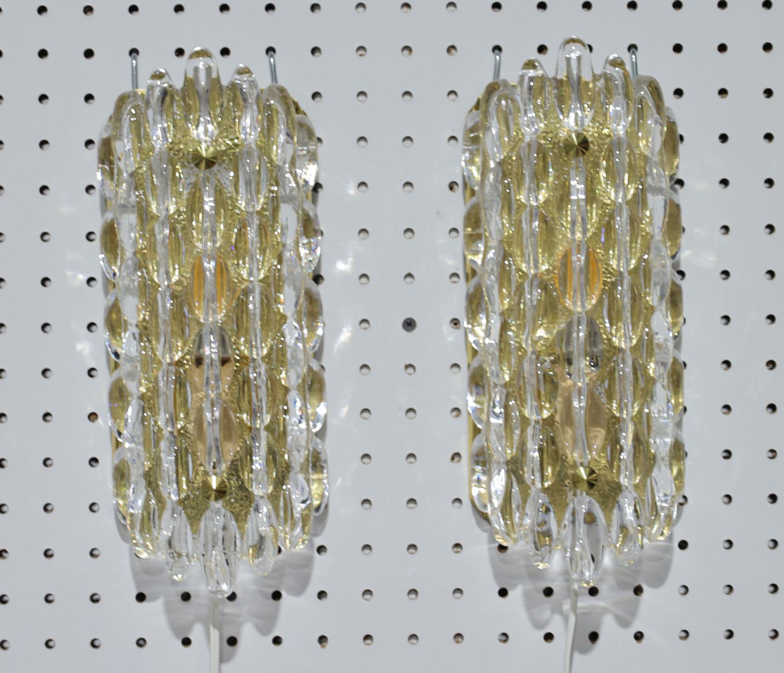 20th Century Karl Fagerland for Orrefors Bubble Crystal Wall Sconces For Sale