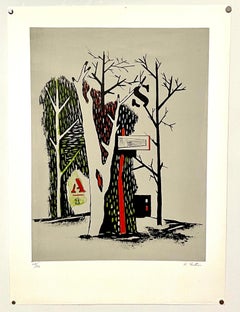 Lithograph Belgian American Surrealism WPA Modernist Karl Fortess Surrealist Art