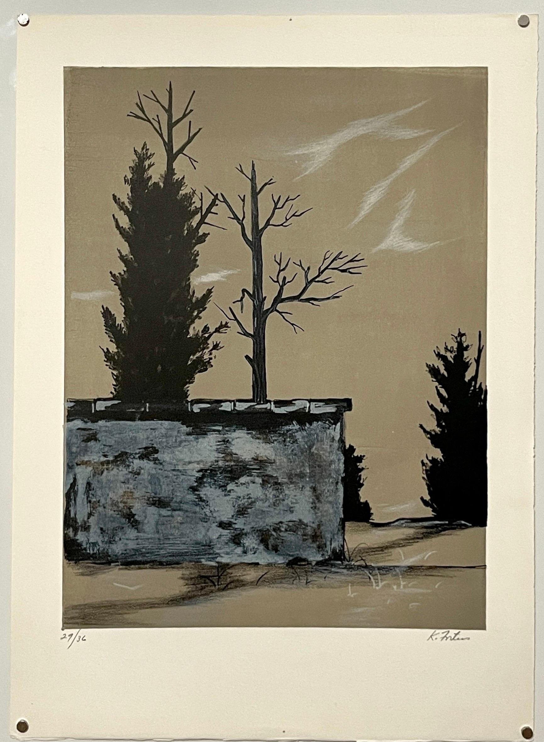 Lithographie surréaliste belge du surréalisme WPA Modernist Karl Fortess