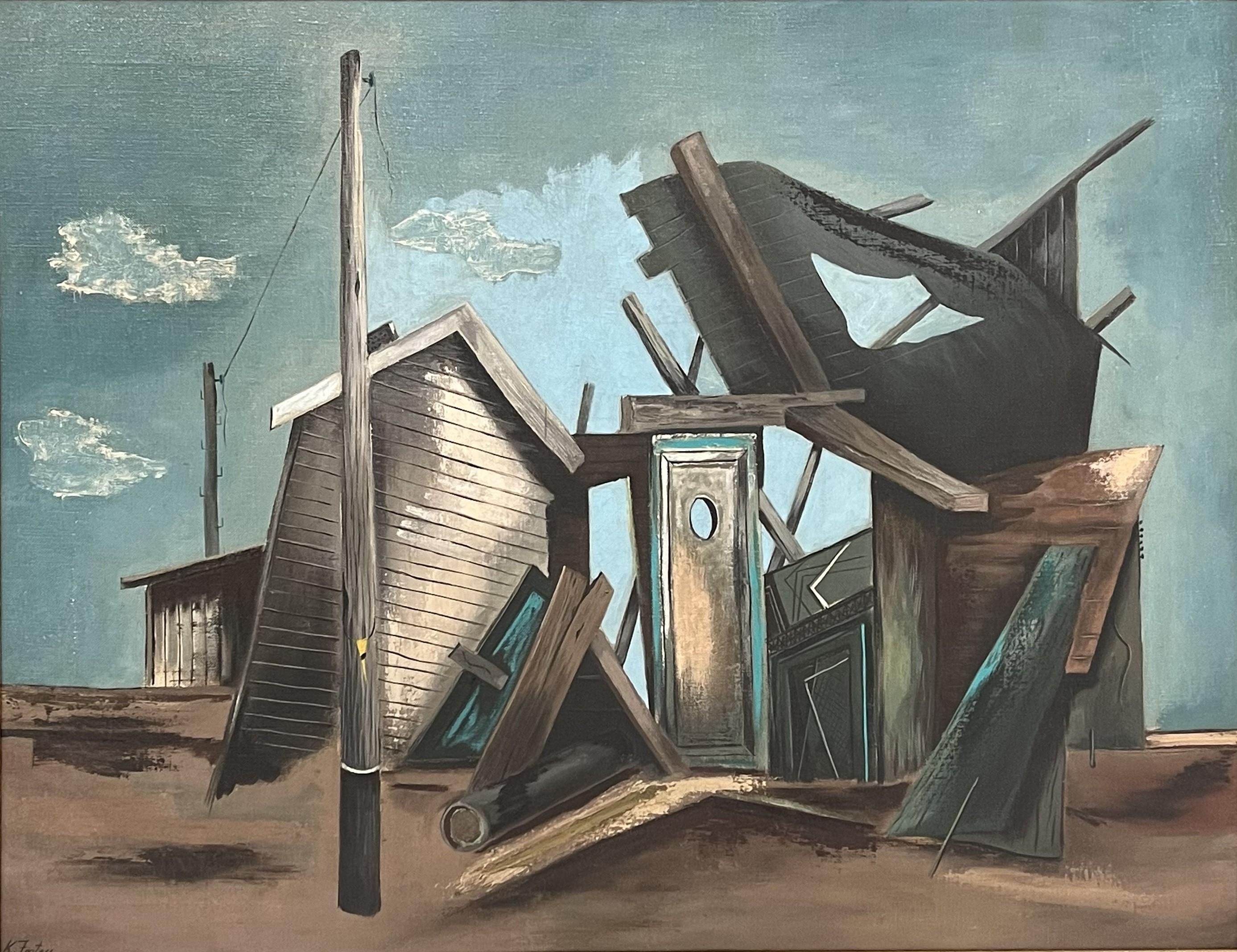Karl Fortress Landscape Painting - Untitled (Collapsed Shacks)