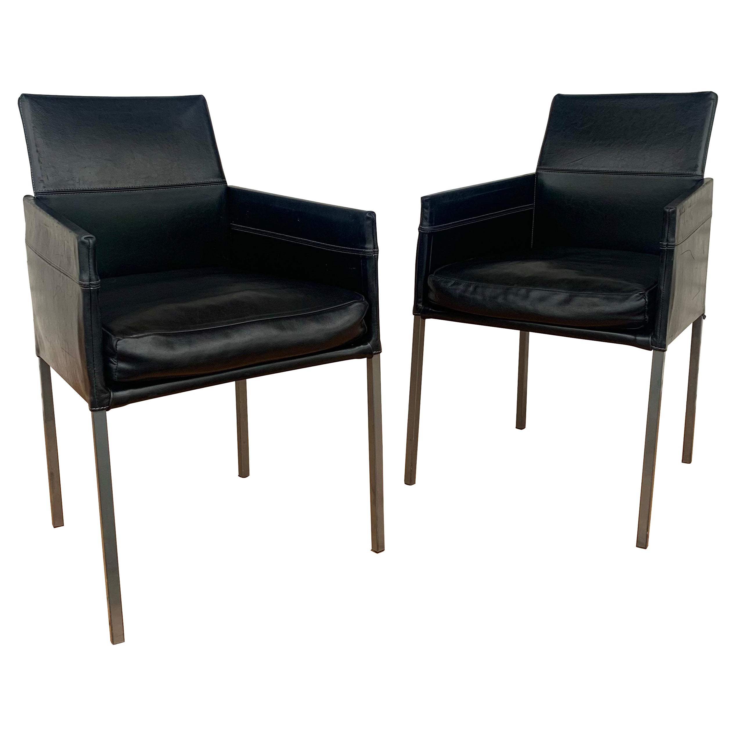 Poltrone in pelle nera Karl Friedrich Forster, una coppia