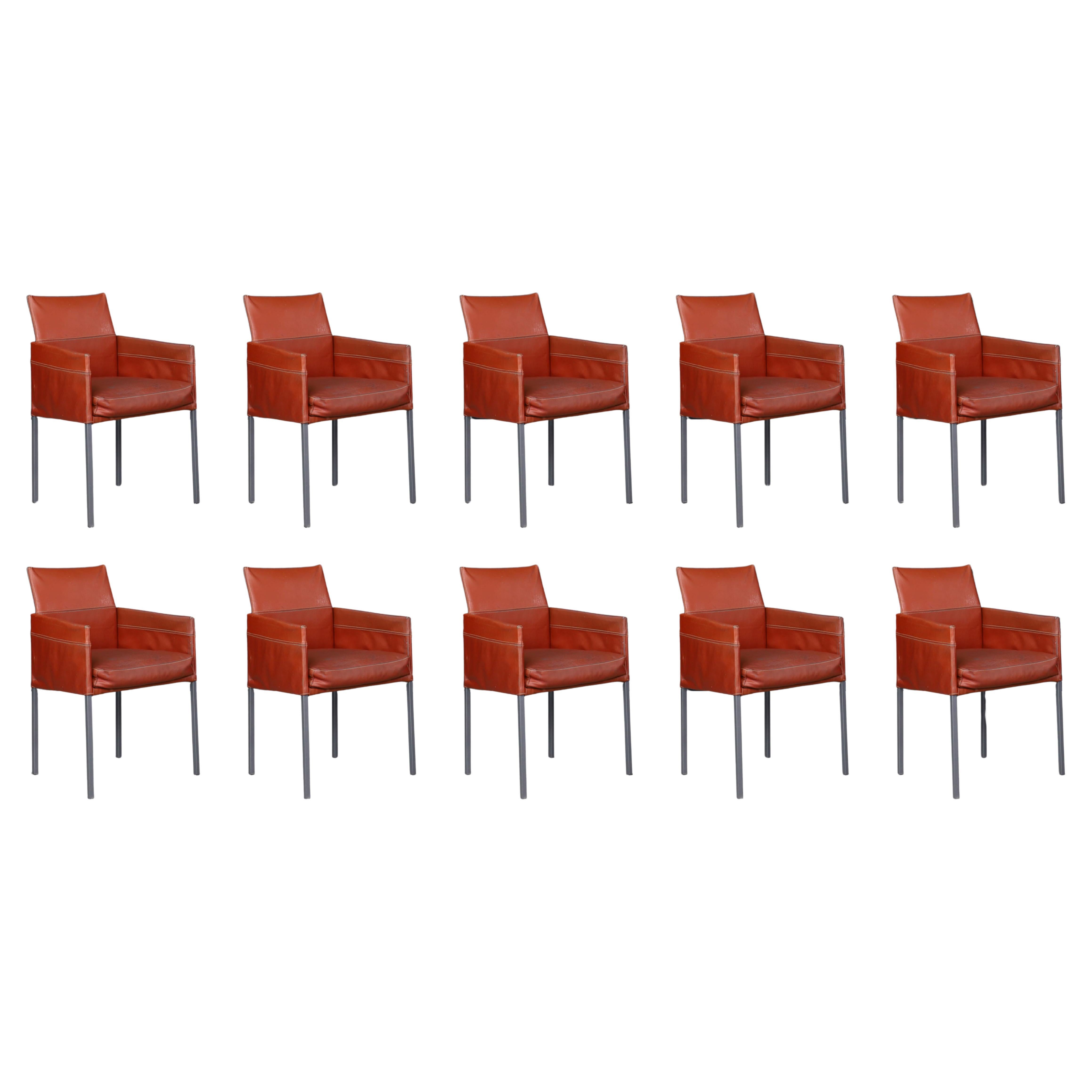 Karl-Friedrich Förster Designed KFF Texas Dining Chairs in Patinated Leather.