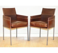 Karl Friedrich Förster Set of 4 Vintage Brown Leather Dining Chairs