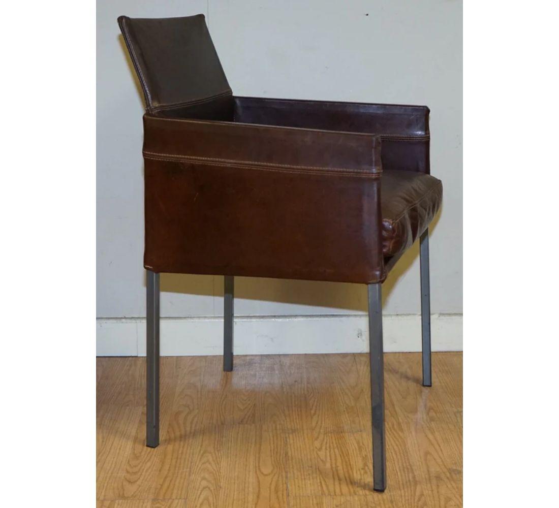 Karl Friedrich Förster 4er-Set Esstischstühle aus braunem Leder (Postmoderne) im Angebot