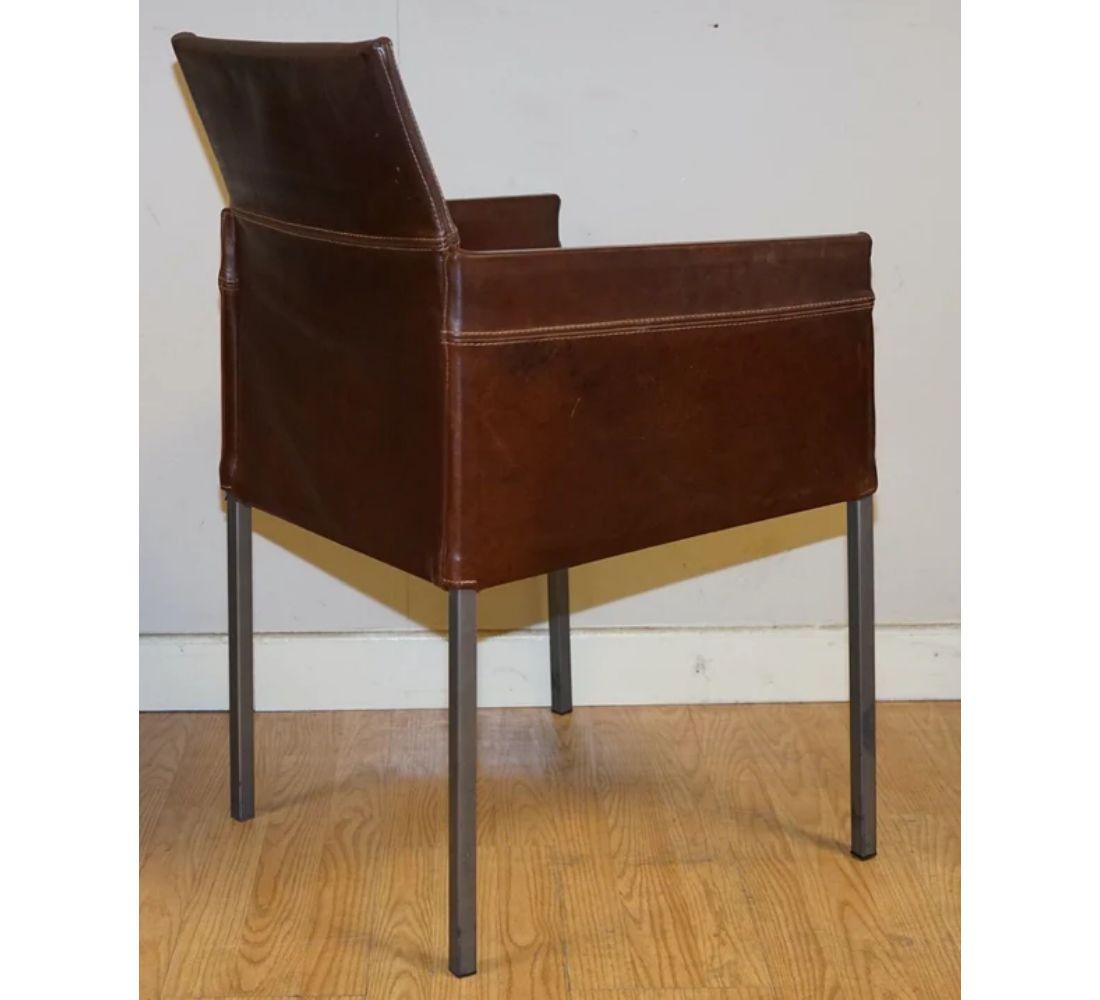 Karl Friedrich Förster Ensemble de 4 chaises de salle à manger vintage en cuir Brown Bon état - En vente à Pulborough, GB