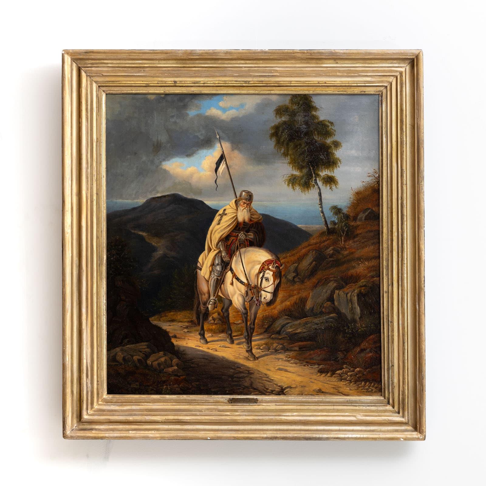 L. Bilke, Il crociato che ritorna dopo K.K. Lessing, 1870 - Painting di Karl Friedrich Lessing