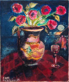 Vintage 'Still Life, Roses with Figure Approaching', German Expressionist, Robert Graves