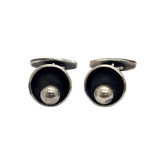 Karl Gustav Hansen for Hans Hansen Denmark Ster Silv Modernist Cuff Links #15039