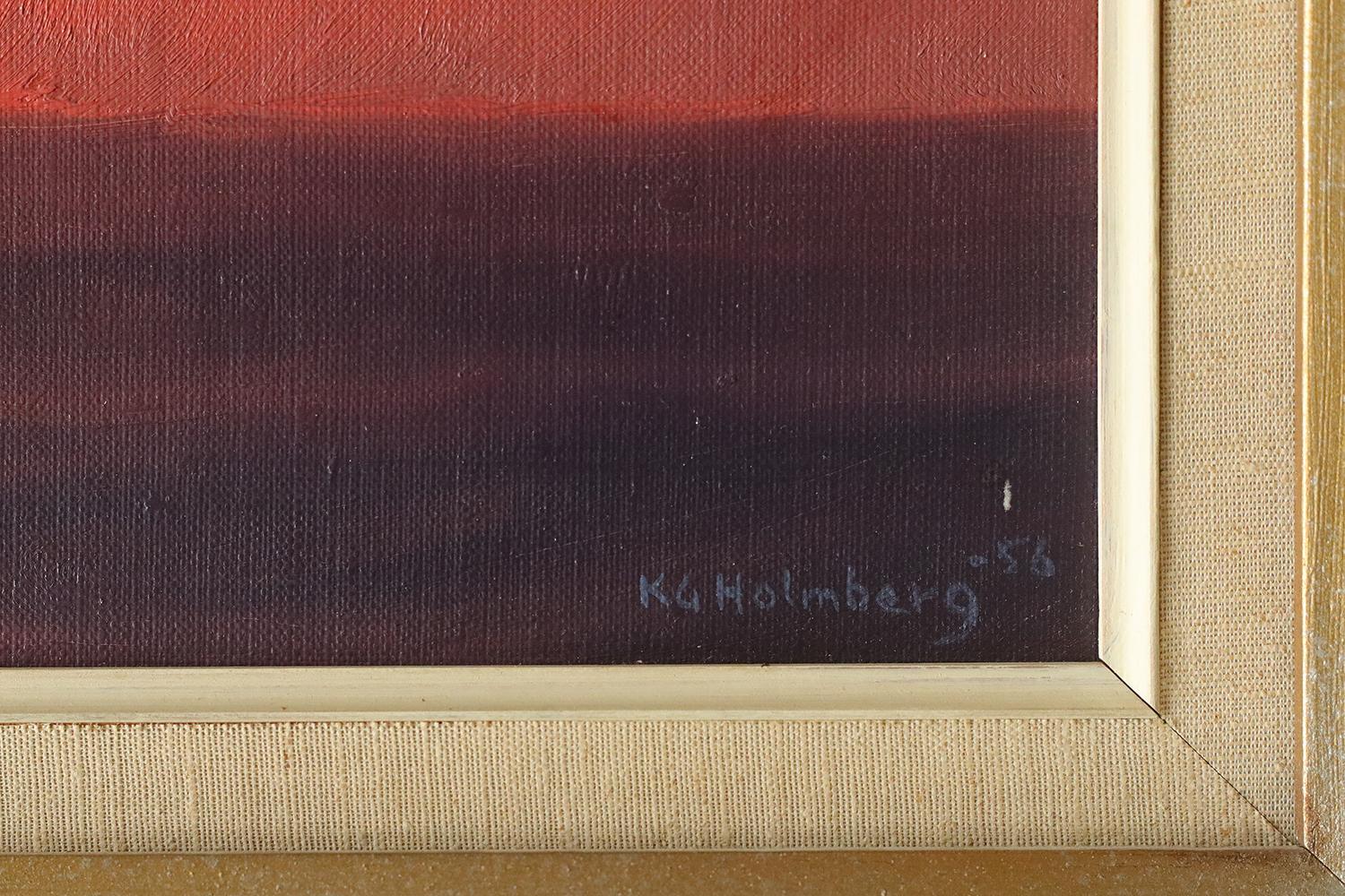Scandinavian Modern Karl Gustaw Holmberg, Sea Motif, 1956, Oil on Board, Framed For Sale