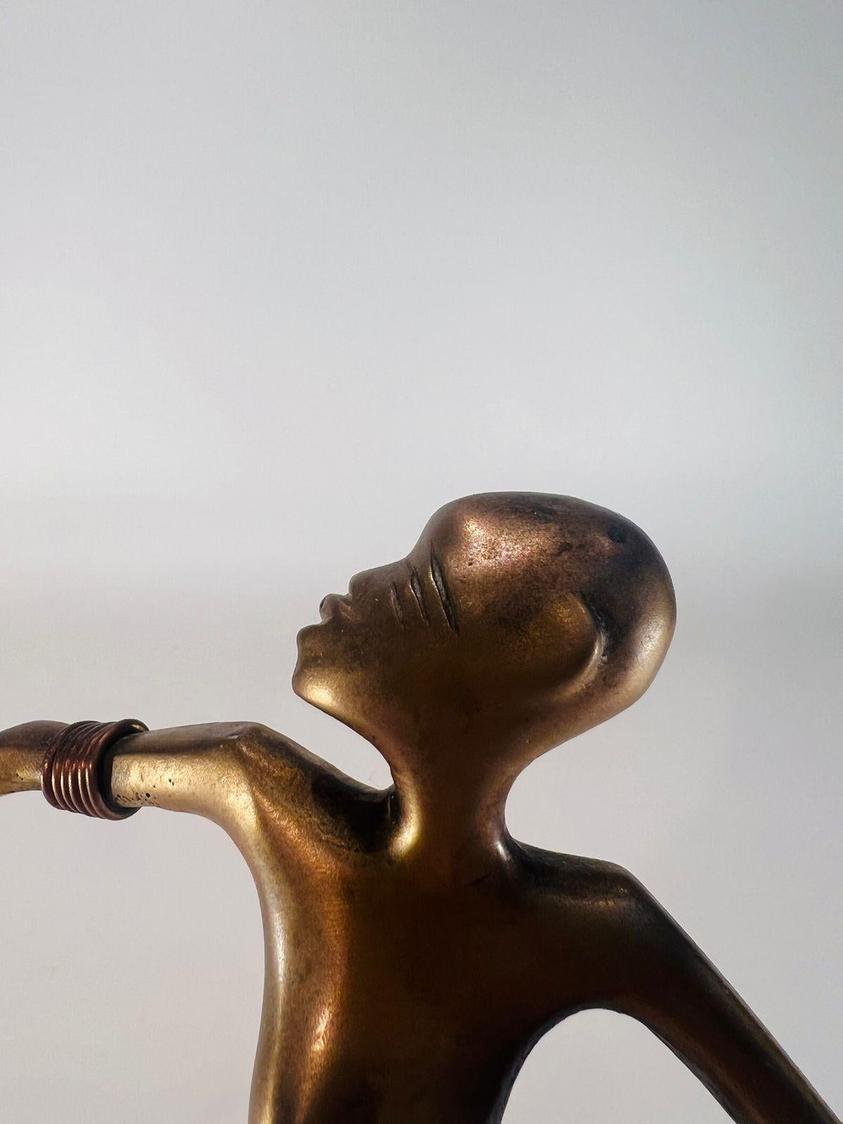 Austrian Karl Hagenauer bronze circa 1930 austrian Art Déco african dancer For Sale