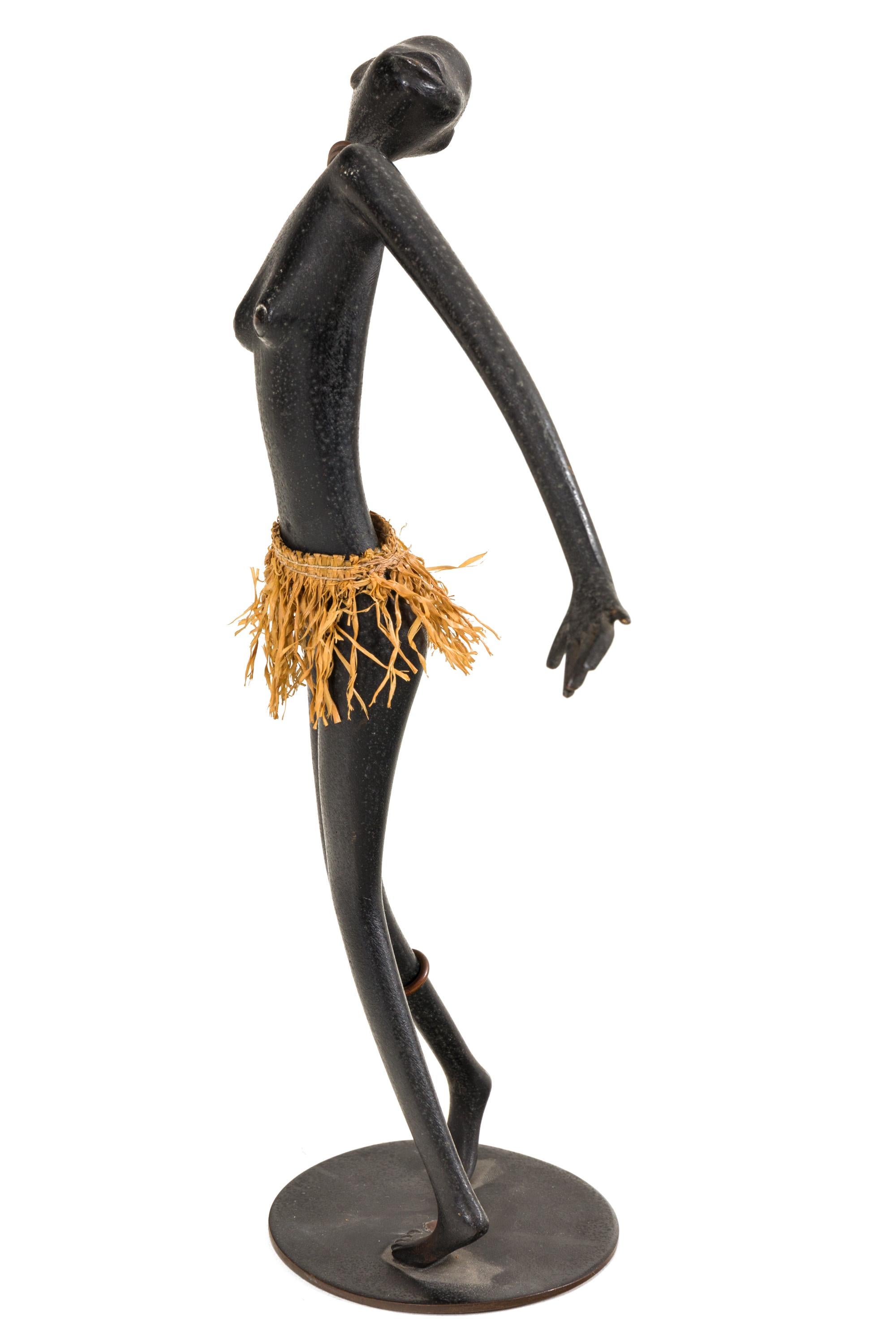 Karl Hagenauer Bronze & Copper African Female Dancer Model 9151, Austria 1940s In Good Condition In New York, NY
