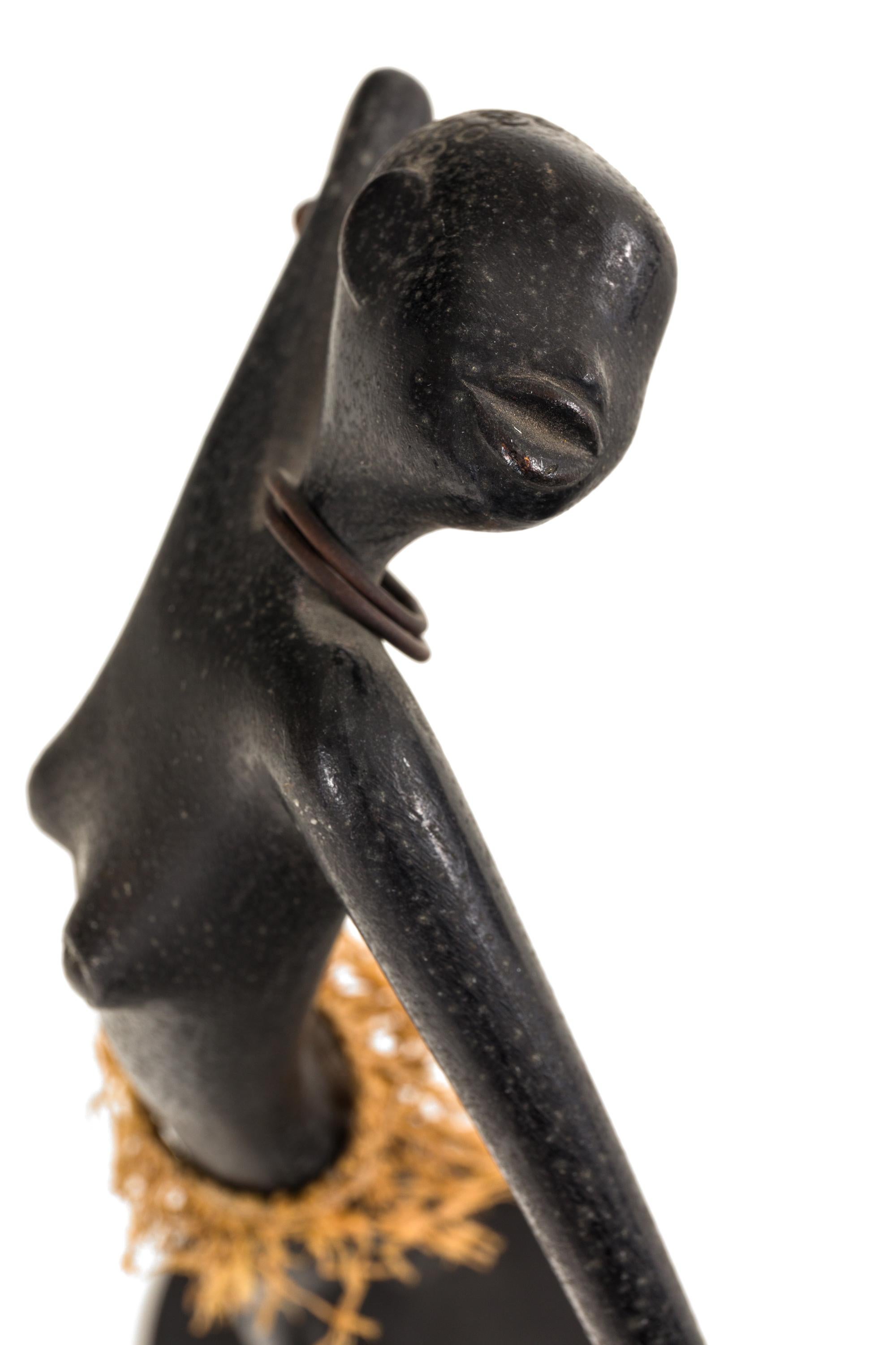 Mid-20th Century Karl Hagenauer Bronze & Copper African Female Dancer Model 9151, Austria 1940s