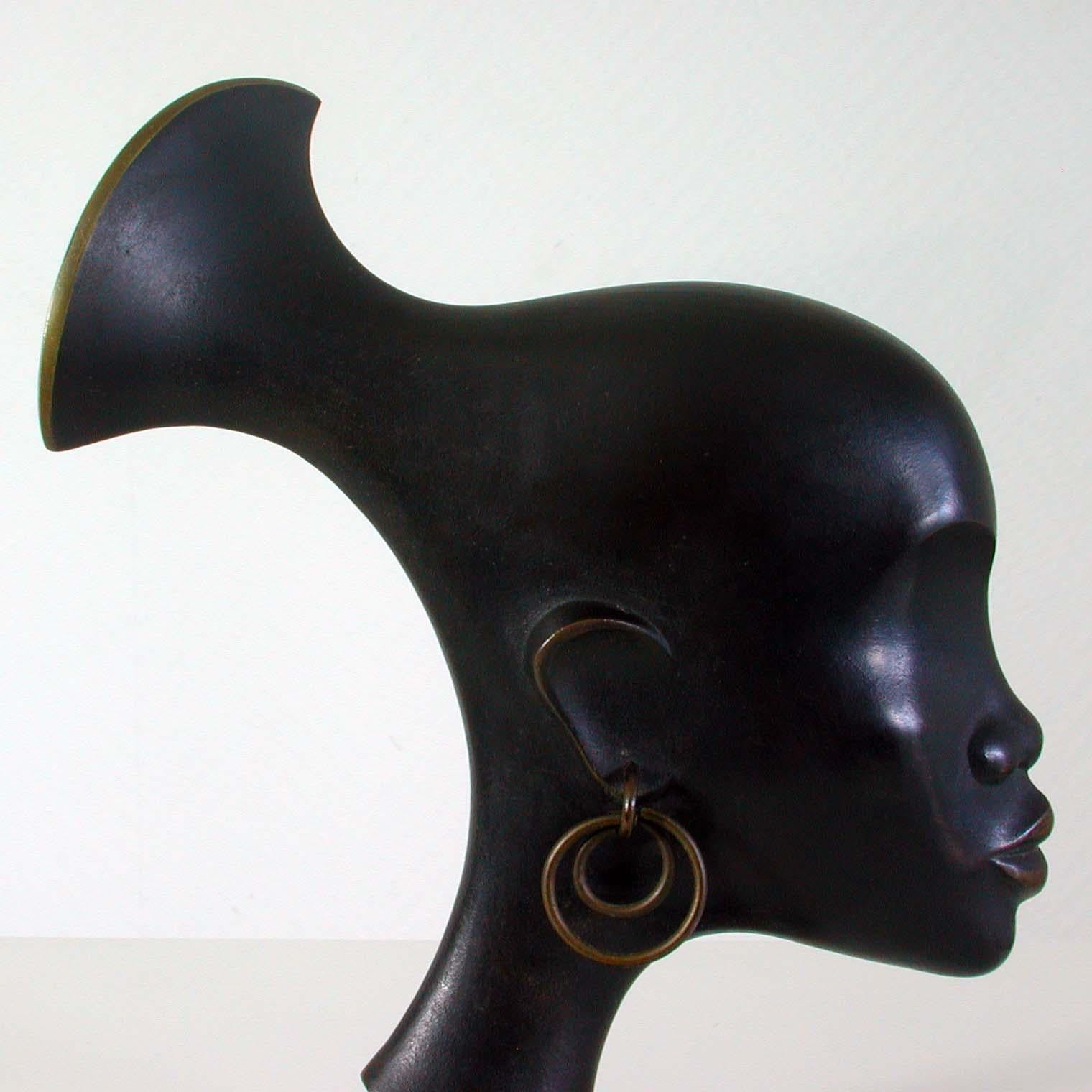 Patinated Karl Hagenauer Bronze Sculpture Head of an African Woman, 1930s