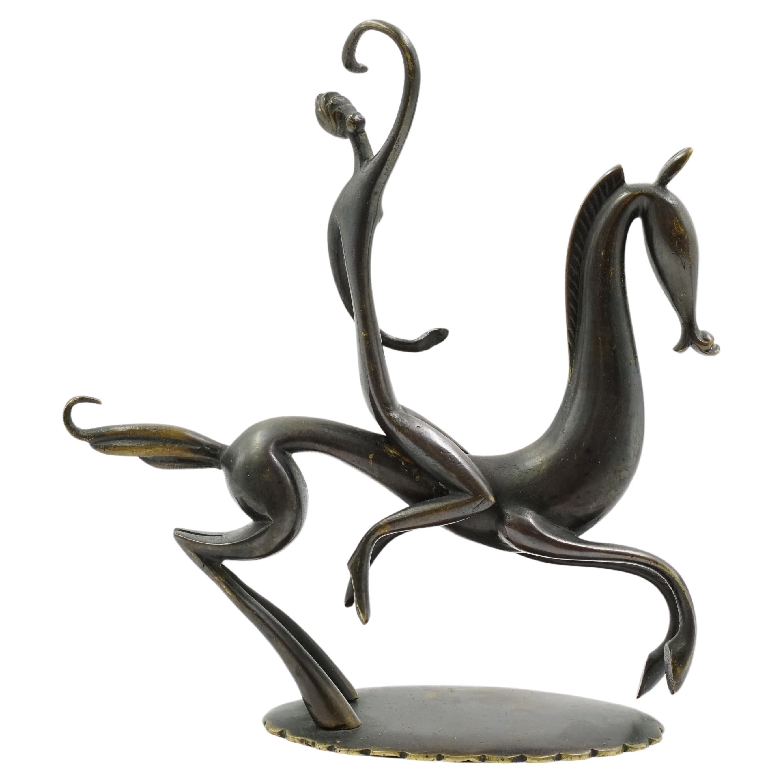 Karl Hagenauer sculpture en bronze femme à cheval