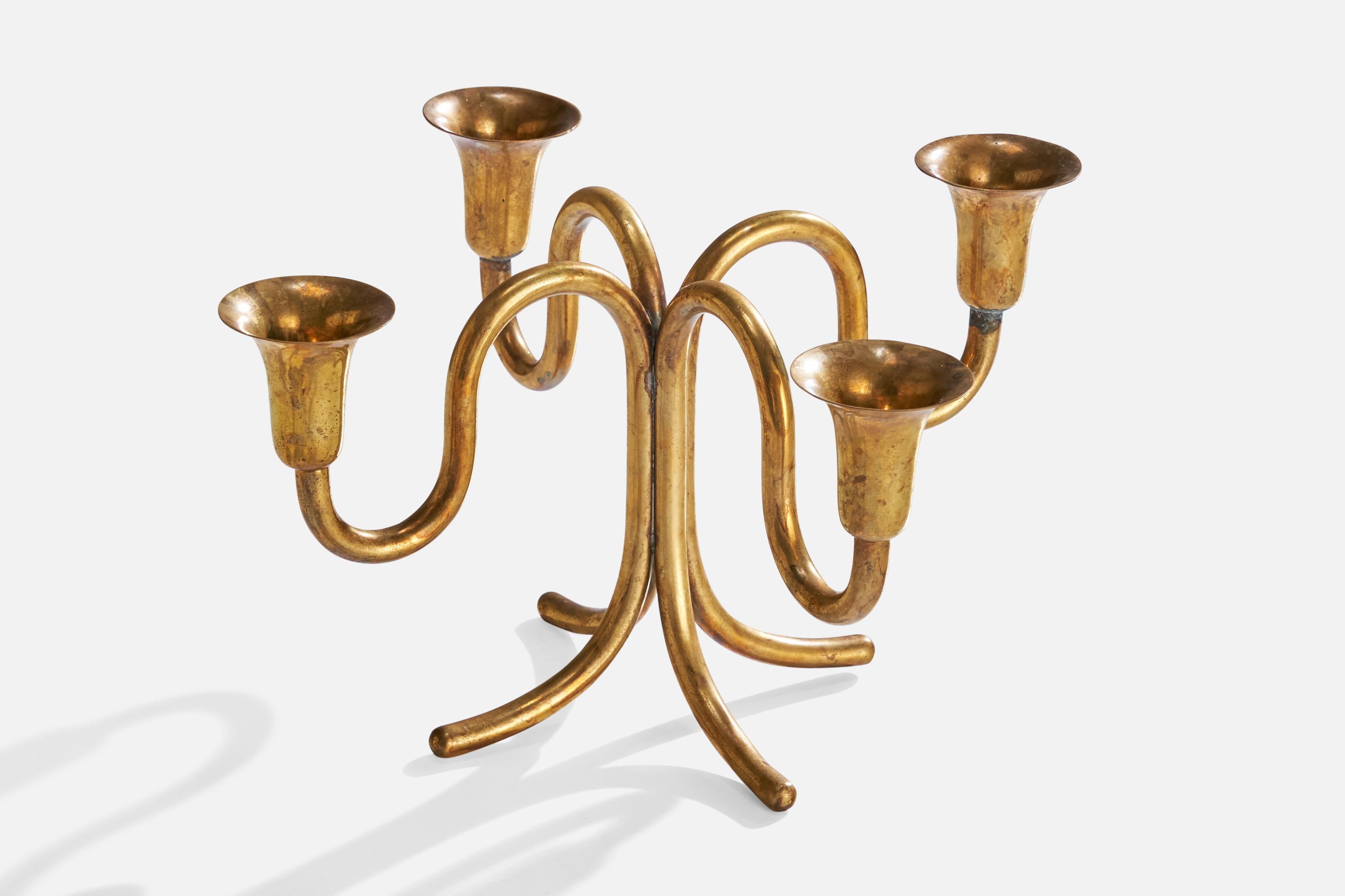 Austrian Karl Hagenauer, Candelabras, Brass, Austria, 1940s For Sale