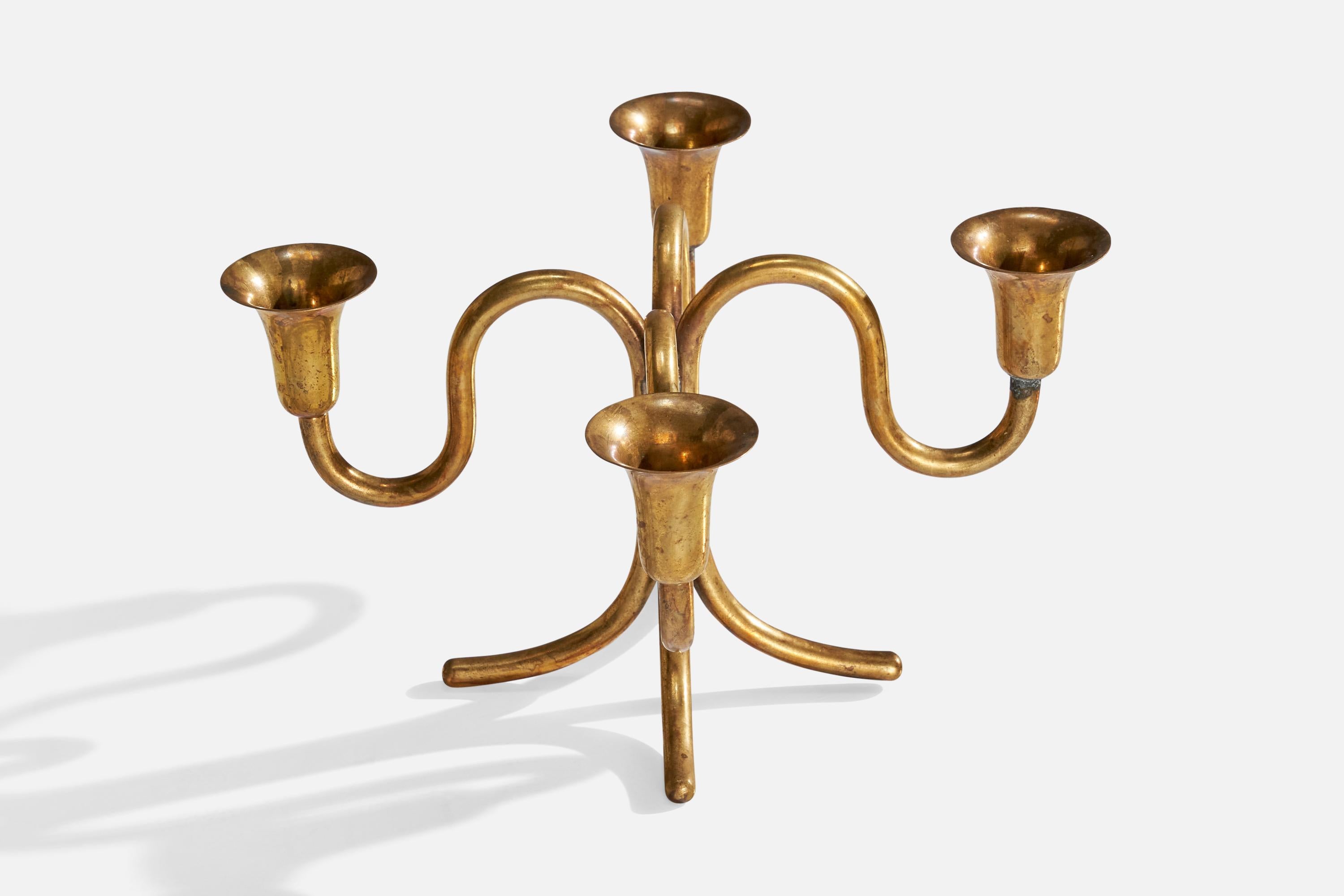 Karl Hagenauer, Candelabras, Brass, Austria, 1940s In Good Condition For Sale In High Point, NC