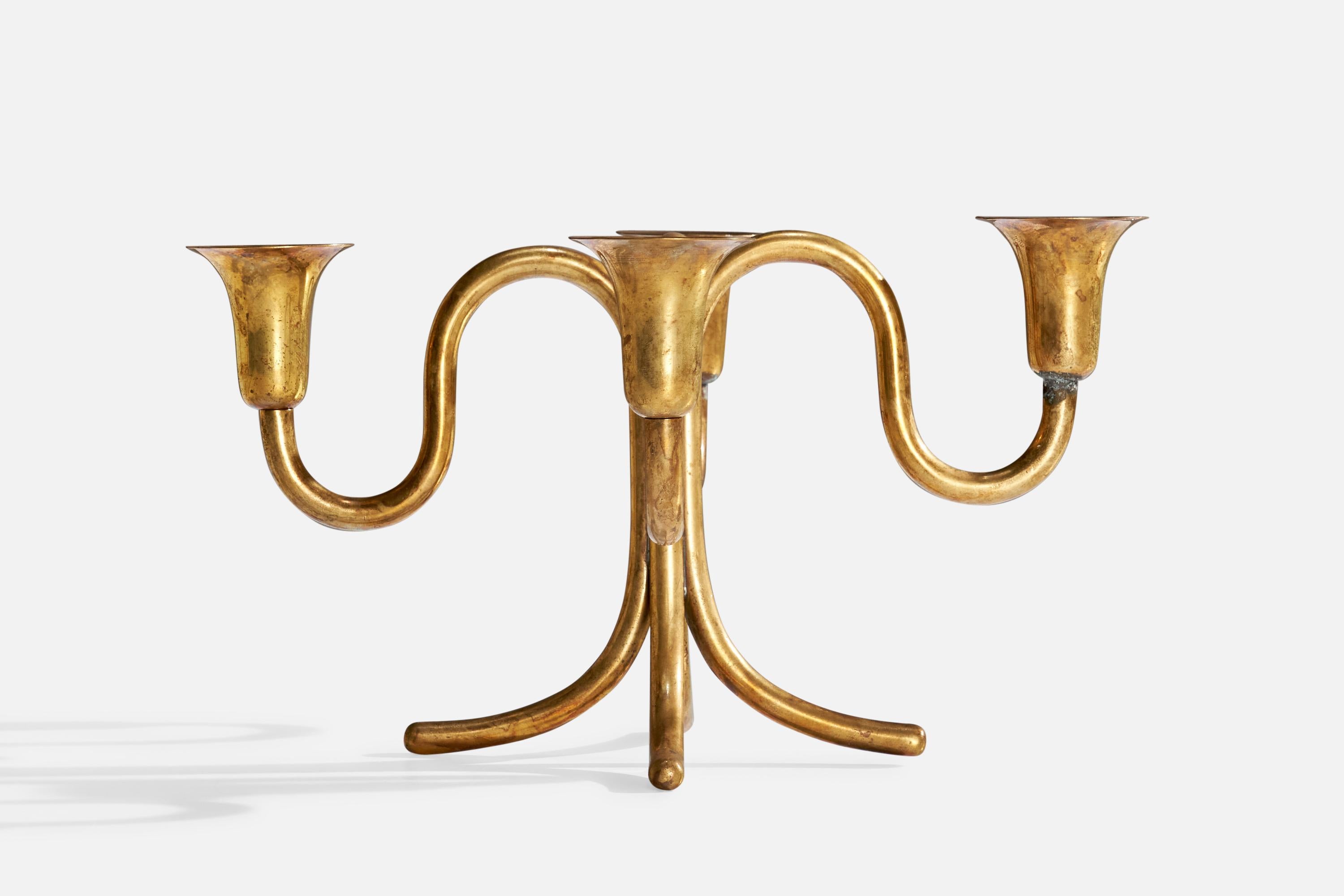 Mid-20th Century Karl Hagenauer, Candelabras, Brass, Austria, 1940s For Sale