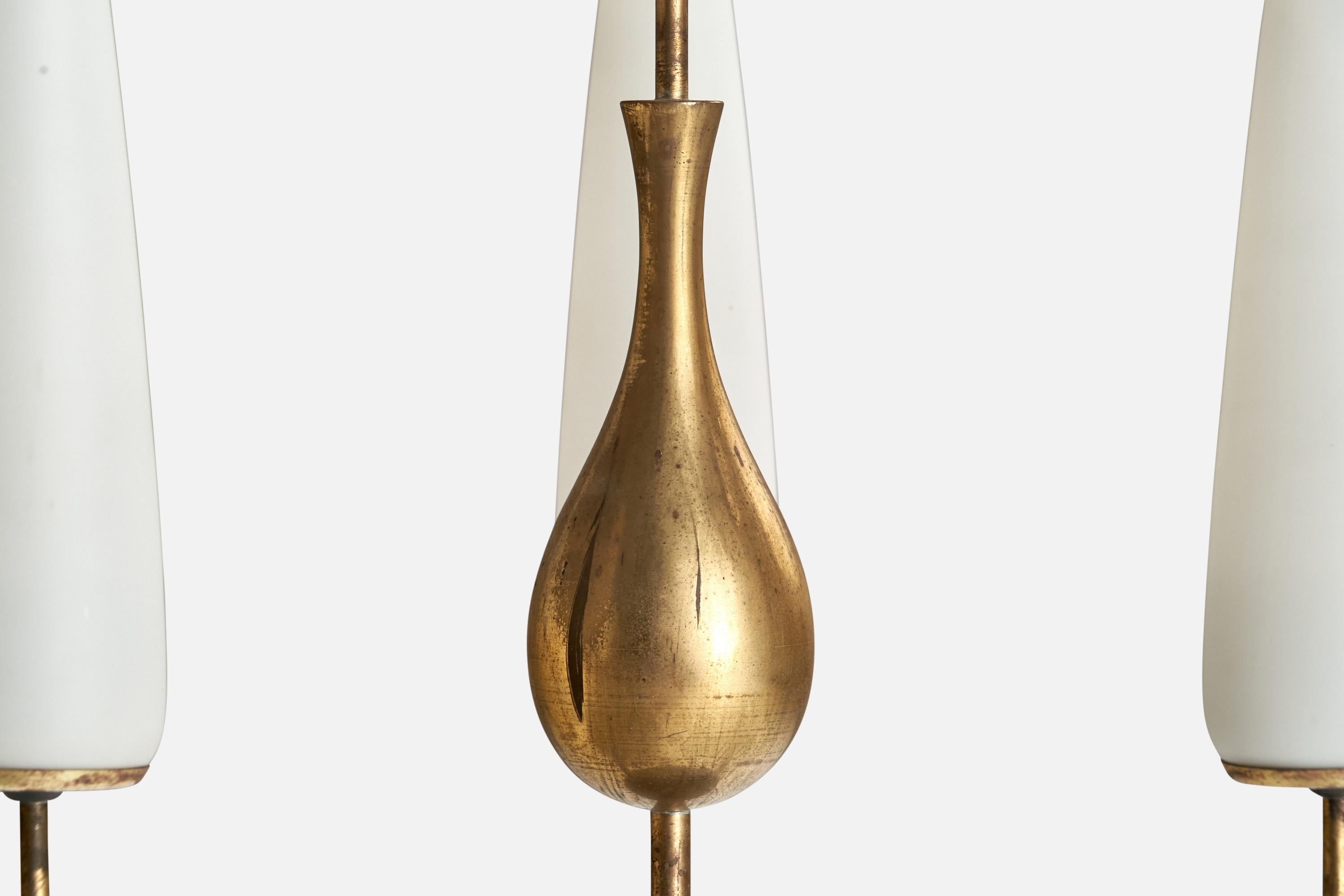 Karl Hagenauer, Chandelier, Brass, Glass, Austria, 1940s For Sale 6